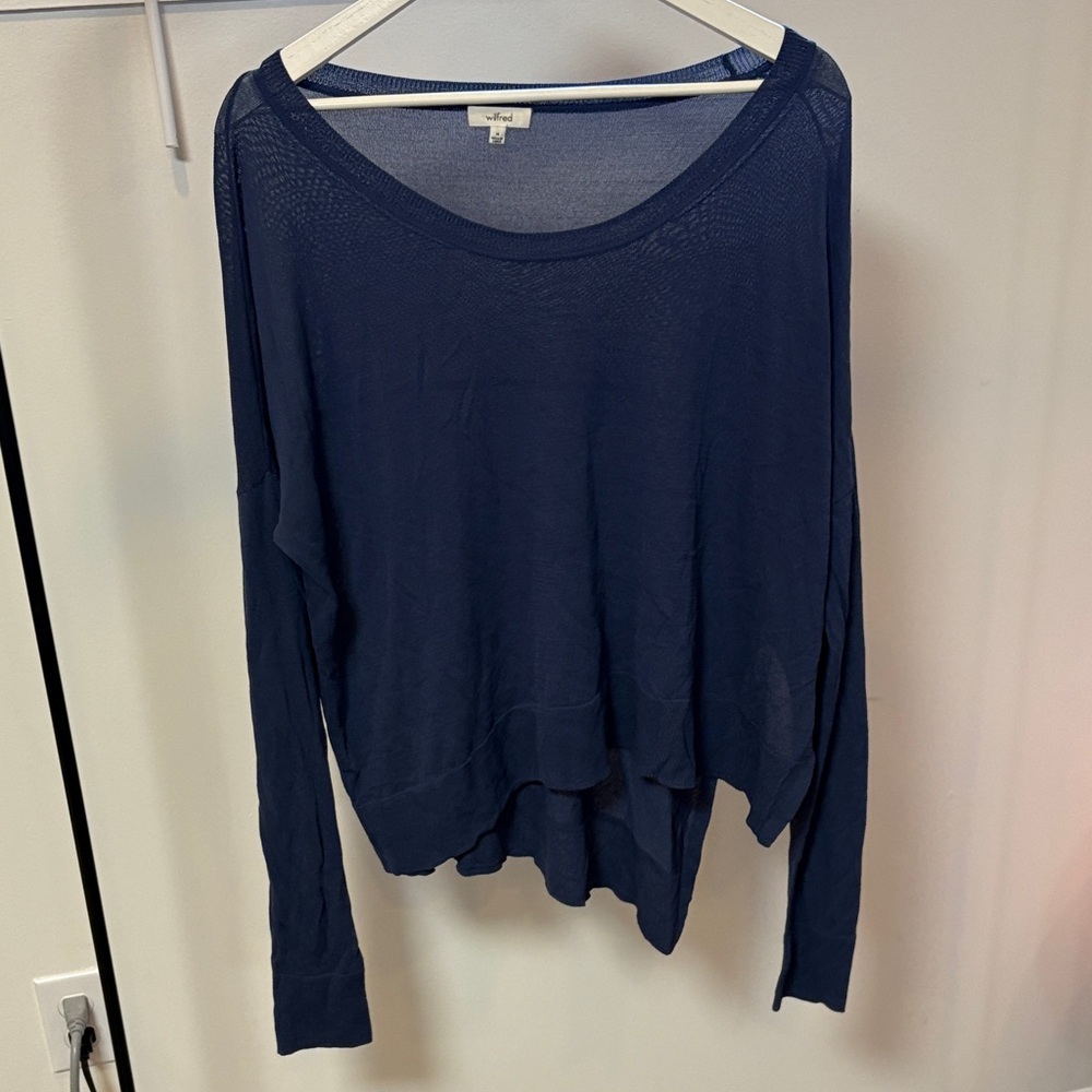 Wilfred Navy Textured Knit Top